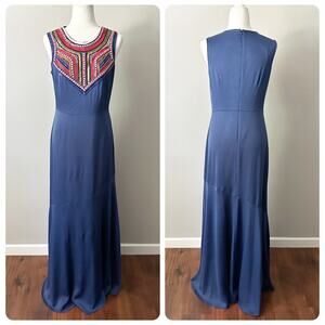 Shoshanna Beaded Sleeveless‎ Maxi Dress Floor Length Gown women's size 6 navy